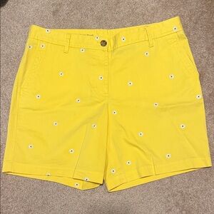 Talbots Yellow Daisy-Embroidered Bermuda Shorts